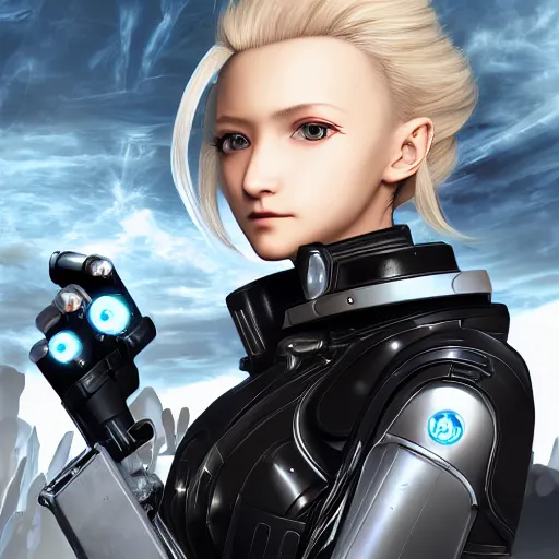 Image similar to portrait of female android by Tetsuya Nomura, 4k