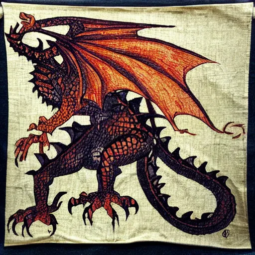 Image similar to “fire breathing dragon. Medieval tapestry”