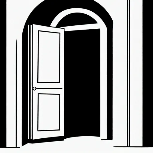 Image similar to storybook illustration of an open wardrobe revealing the entrance to a fantastic world, storybook illustration, monochromatic