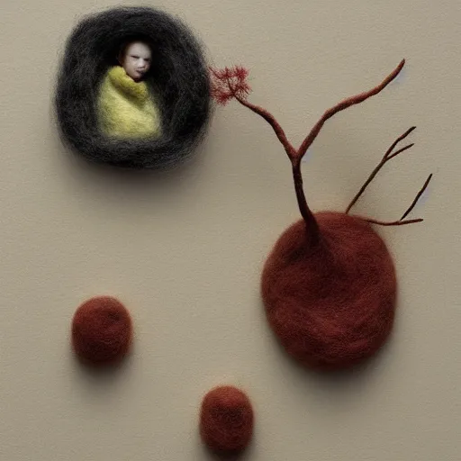 Image similar to meticulous by masaaki sasamoto, by romina ressia needle felting. a variety of shapes & textures. the land art is full of movement & energy, & the viewer can find new details with each look.