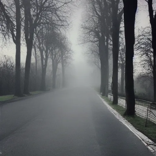 Image similar to Beautiful cameraphone, soft liminal Photograph of an estate road, early morning, small flat/apartment