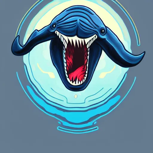 Image similar to digital art logo, angry whale, by James Jean and by artgerm , ultradetailed, trending on artstation,