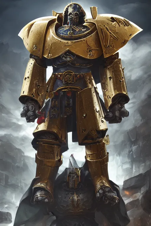 Image similar to armor portrait heros warhammer 4 0 k horus heresy fanart - the primarchs emperor by johannes helgeson animated with vfx concept artist & illustrator global illumination ray tracing hdr fanart arstation zbrush central hardmesh 8 k octane renderer comics stylized