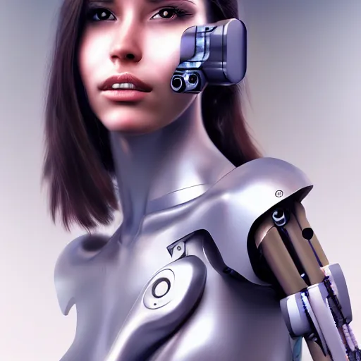 Image similar to beautiful girl cyborg, fullbody, full shot, hyper realistic, concept art, artstaition, deviantart