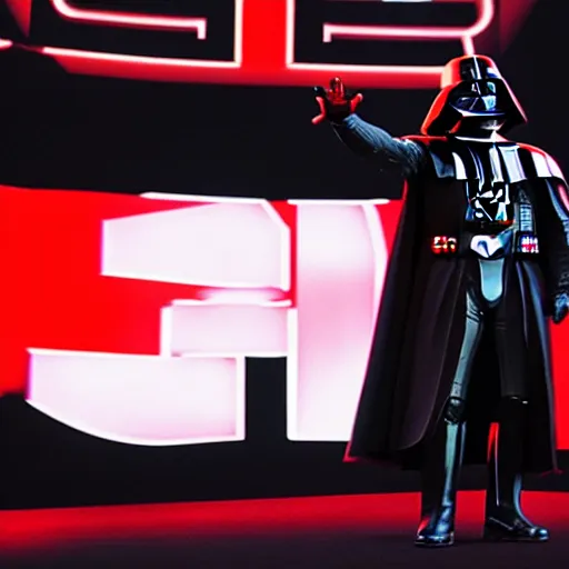 Image similar to darth vader giving ted talk