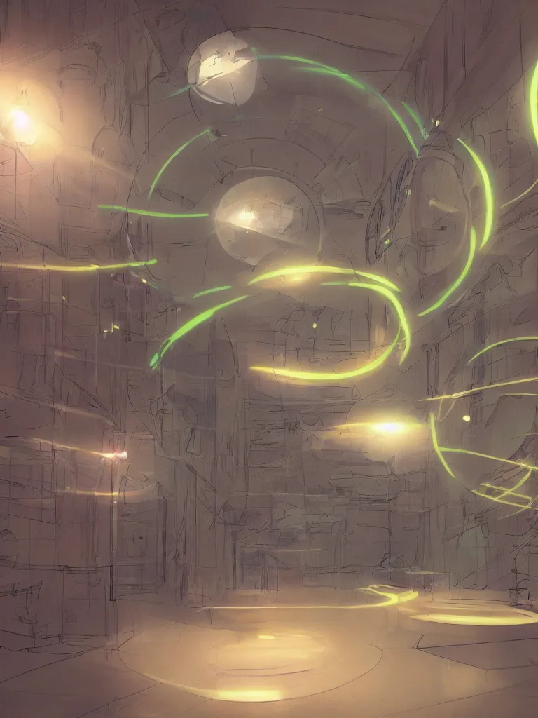 Image similar to neon orbs shining through a window by disney concept artists, blunt borders, rule of thirds