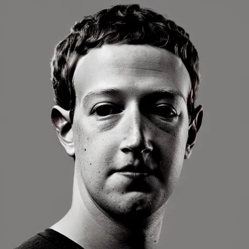 Prompt: A 35mm portrait of Mark Zuckerberg with dragon neck tattoos and a lip piercing