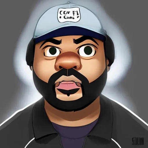 Prompt: a cartoon character ice cube, album cover,, a character portrait by weiwei, cgsociety, sots art, official art, art, character,