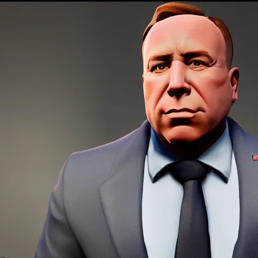 Image similar to alex jones as a fortnite skin, 4 k, high detail, high - resolution photograph, professional photography, ultra - detail