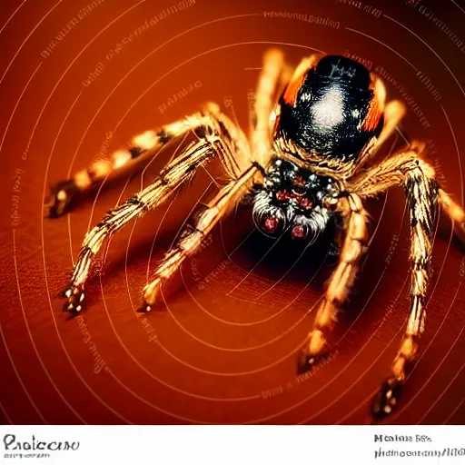 Image similar to macro lens photo of a spider, dynamic lighting, photorealistic, ultra detailed, stunning visuals, blur, studio photo, studio quality lighting, 8 k