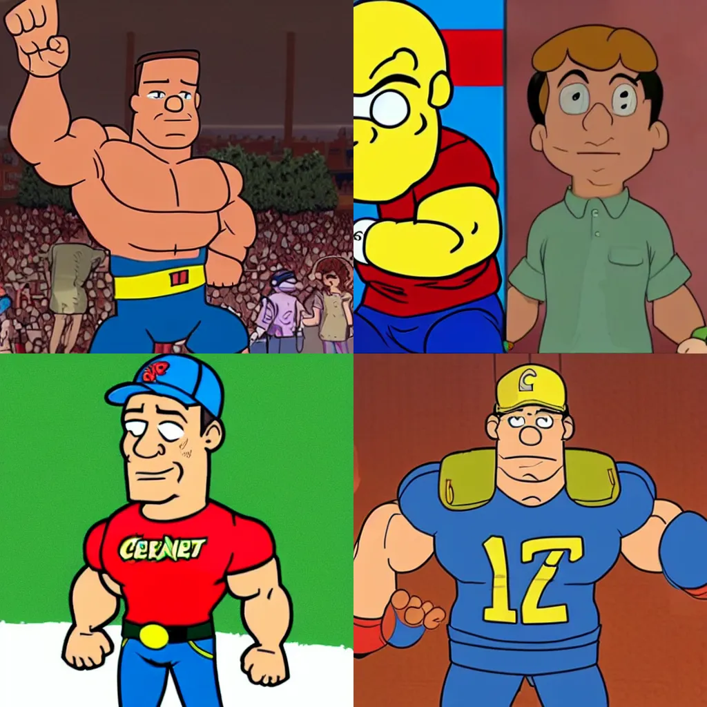 Prompt: John Cena as a character in the cartoon Arthur