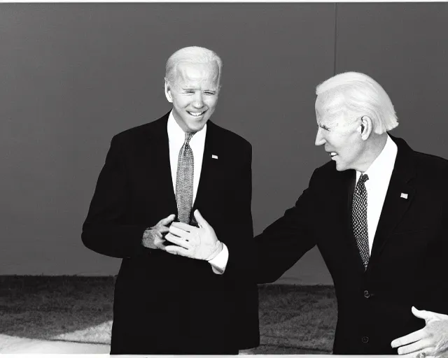 Image similar to president joe biden face to face with president joe biden, nikon 3 5 mm, photograph