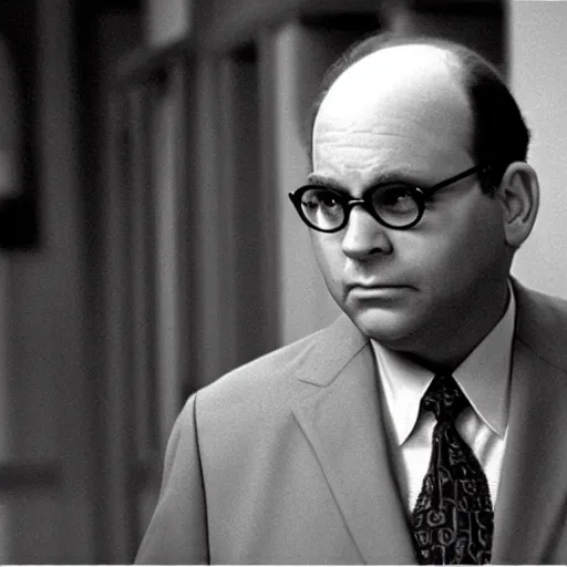 Image similar to George Costanza from Seinfeld as a detective in a Noir Film