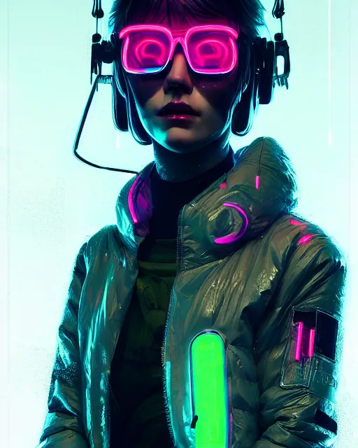 Image similar to detailed portrait neon operator girl, cyberpunk futuristic, neon, reflective puffy coat, decorated with traditional japanese by ismail inceoglu dragan bibin hans thoma greg rutkowski alexandros pyromallis nekro rene margitte, illustrated, perfect face, fine details, realistic shaded, fine - face, pretty face