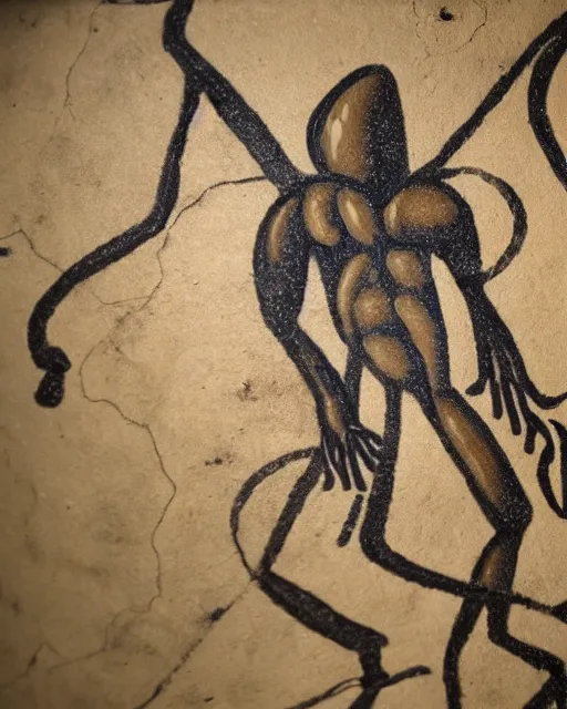 Prompt: cave painting of aliens