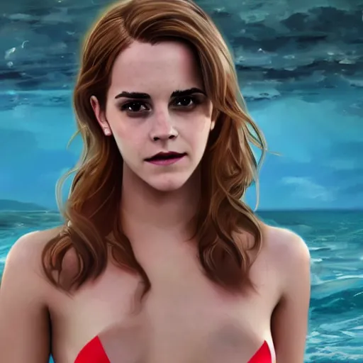 Image similar to Emma Watson as a Pokémon in a bikini, hyper realistic, artstation, 8k resolution