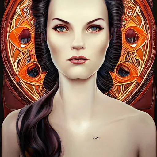 Image similar to an art nouveau, ( streamline moderne ), multi - racial portrait in the style of anna dittmann and charlie bowater and chanthara. very large, clear, expressive, and intelligent eyes. centered, ultrasharp focus, dramatic lighting, photorealistic digital matte painting, intricate symmetrical ultra detailed background.