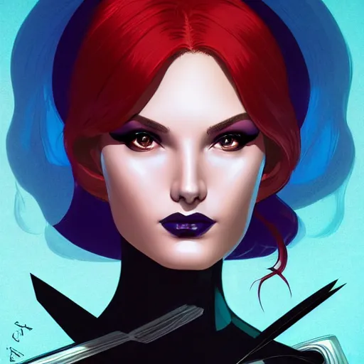 Prompt: portrait of beautiful Mystique from X-Men, League of Legend illustration by Ilya Kuvshinov:2, profile picture by Gil Elvgren:2, asymmetrical, Organic Painting, Ambient Occlusion:3, Matte Painting, bold shapes, hard edges, street art, trending on artstation, realistic:2 by Sachin Teng:5