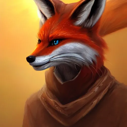 Prompt: A painting of a fantasy fox, Trending on artstation