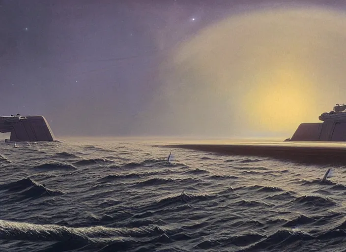 Image similar to startide rising, matte painting, peter elson