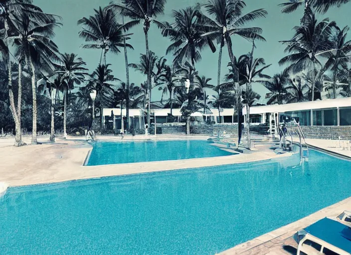 Image similar to pool at the beach without people. nostalgic. 6 0 s styled art