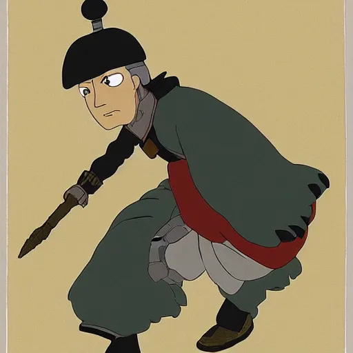 Prompt: ottoman foot - soldier, studio ghibli, comfy