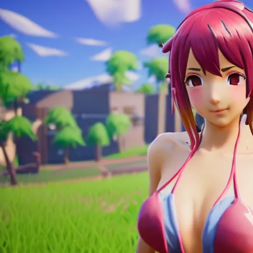 Prompt: a detailed portrait of pretty anime girl in bikini in fortnite, unreal engine 5 rendered, incredibly highly detailed and realistic, 8 k, sharp focus, studio quality