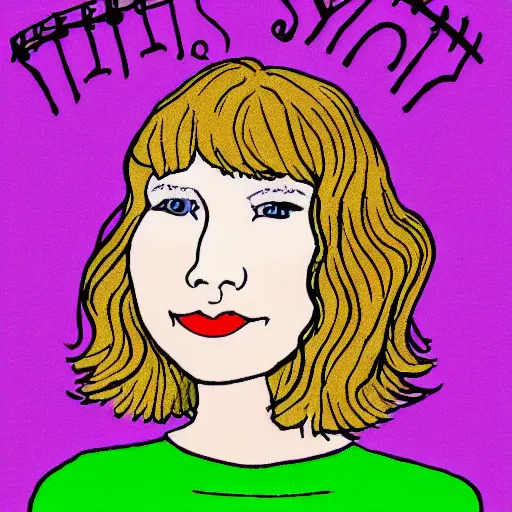 Prompt: little miss taylor swift by roger hargreaves and jim henson