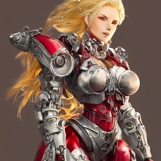 Prompt: studio portrait of lawful good colorful female holy mecha paladin absurdly beautiful, elegant, mature blonde attractive gravure idol, ultrafine hyperrealistic detailed face illustration by kim jung gi, highly detailed faces, intricate linework, sharp focus, bright colors, matte, octopath traveler, unreal engine 5 highly rendered, global illumination, radiant light, intricate environment