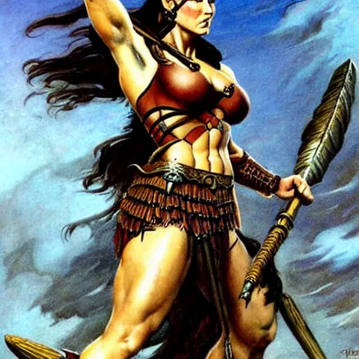 Image similar to jennifer connelly as a warrior maiden by frank frazetta