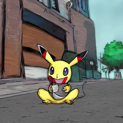 Prompt: homeless pokemon photorealistic