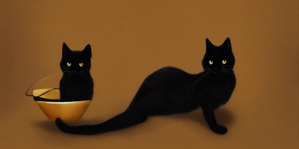 Image similar to Black cat inspired by Franz Sedlacek, artstation, 8k, photorealism