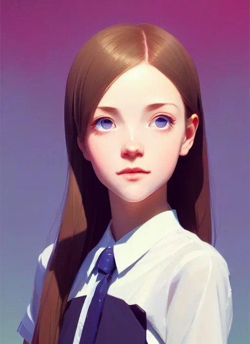 Prompt: close up beautiful and cute and aesthetic school girl greeting, very slightly smiling, wave a hand at the camera, perfect face, symmetric eyes, sharp focus, specular reflection, occlusion shadow, artstation, by ilya kuvshinov and jeremy lipking, light novel cover art, 3 d epic illustrations, symmetric body, model pose
