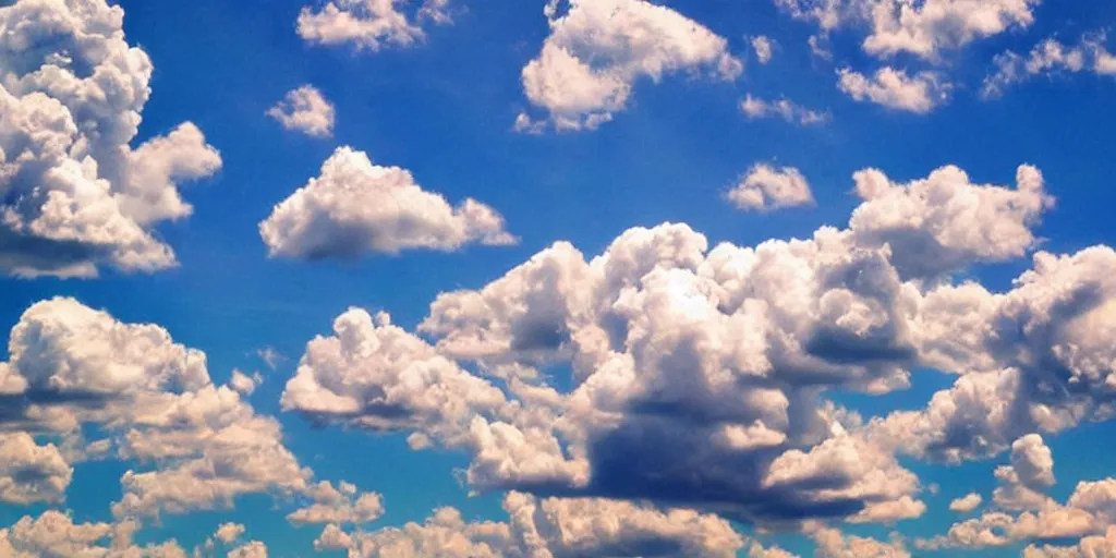 Prompt: fluffy clouds in the sky, blue sky, vivid colors, beautiful, highly detailed