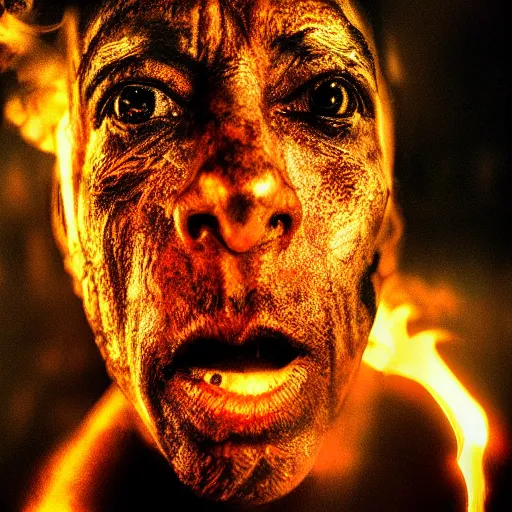 Prompt: portrait of bellringer form lexx by lee jeffries, hyper - detailed, smoke, fire, neon