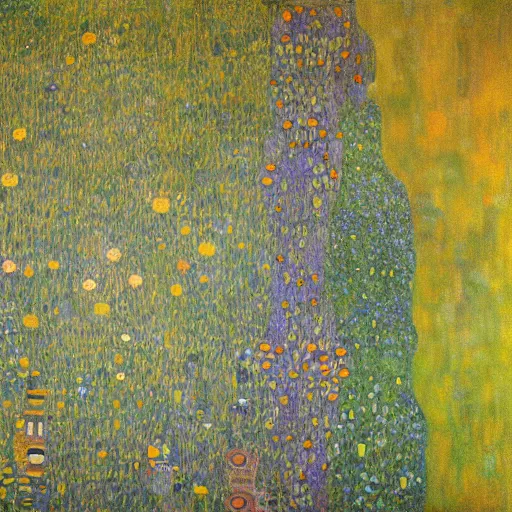 Prompt: painting of a lush natural scene on an alien planet by gustav klimt. beautiful landscape. weird vegetation. cliffs and water.