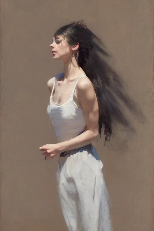 Image similar to Richard Schmid and Jeremy Lipking full length portrait painting of a young beautiful flamenco dancer