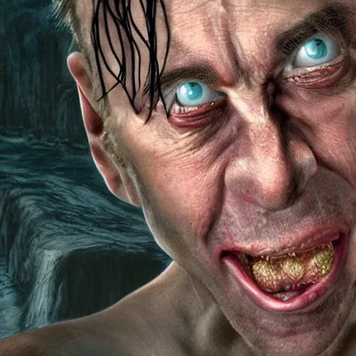 Prompt: nicholas cage as gollum portrait, cinematic, realistic photography