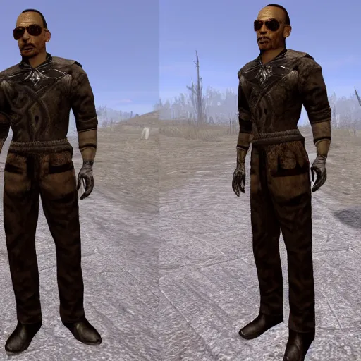 Image similar to gus fring in skyrim, redguard, tamriel, elder scrolls, adventuring gear, business suit, highly detailed, dark brotherhood