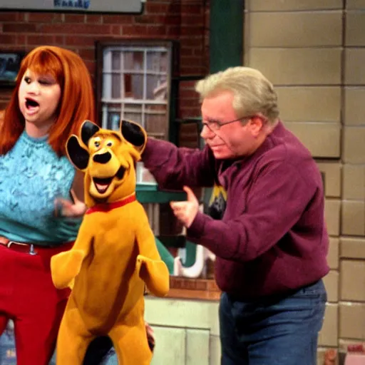 Image similar to scooby - doo attacking people on the jerry springer show