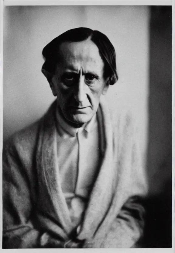 Image similar to a close - up casual photo of marcel duchamp with pensive eyes, 1 9 2 0 s monochrome snapshot, graflex 4 x 5, f 1. 8, 3 5 mm, ilford delta 3 2 0 0 pro