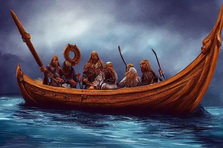 Prompt: Viking boat, artstation digital art