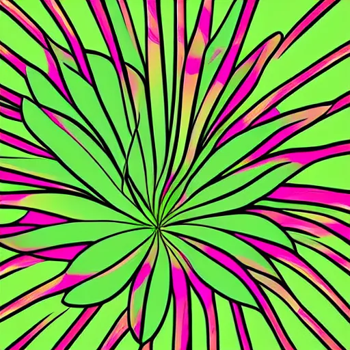 Prompt: a closeup of a plant in retro colors, synthwave style, 2 d digital vector art