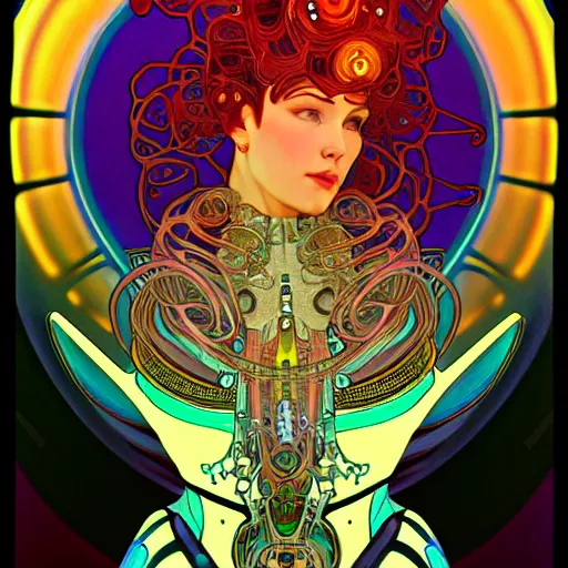 Image similar to extremely psychedelic cyborg queen of lsd. intricate, elegant, highly detailed, extremely lifelike photorealistic digital painting, artstation. alphonse mucha