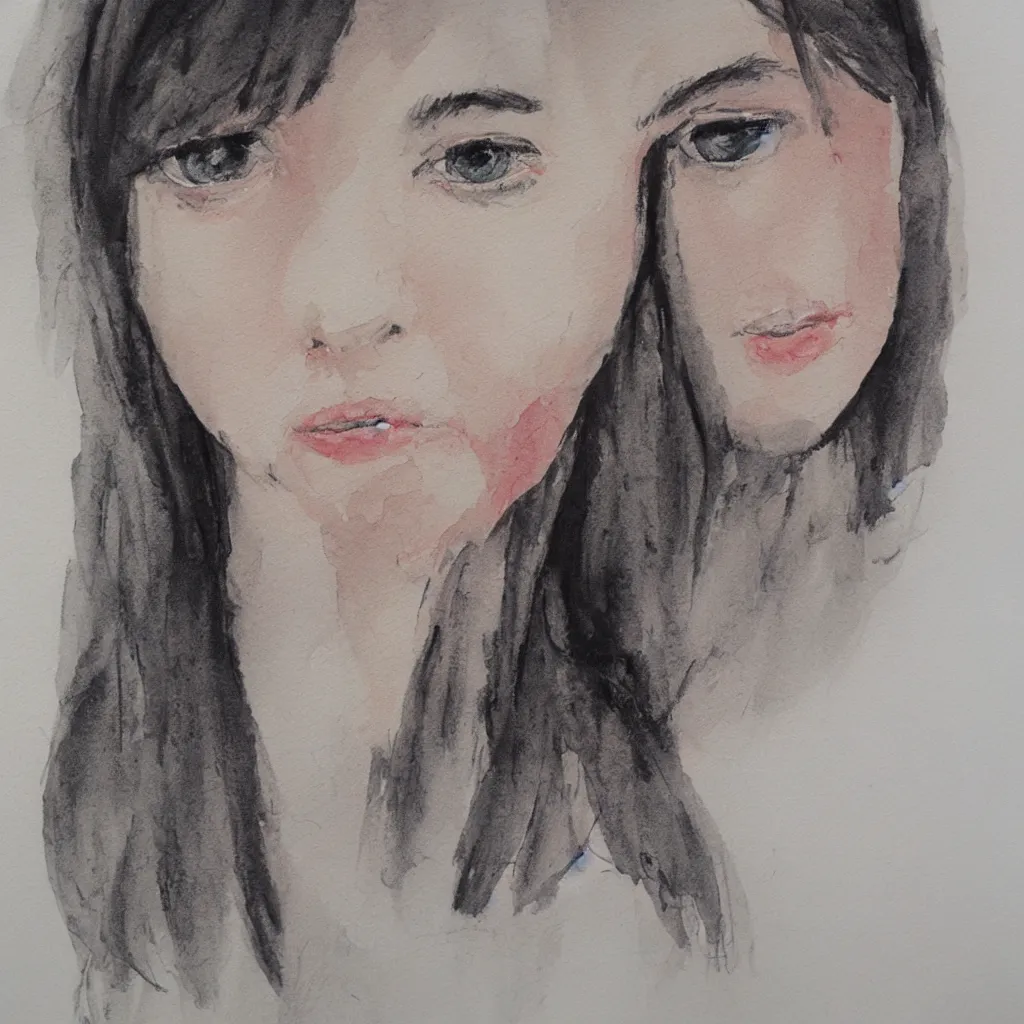 Image similar to sketch, the face of a beautiful girl, watercolor