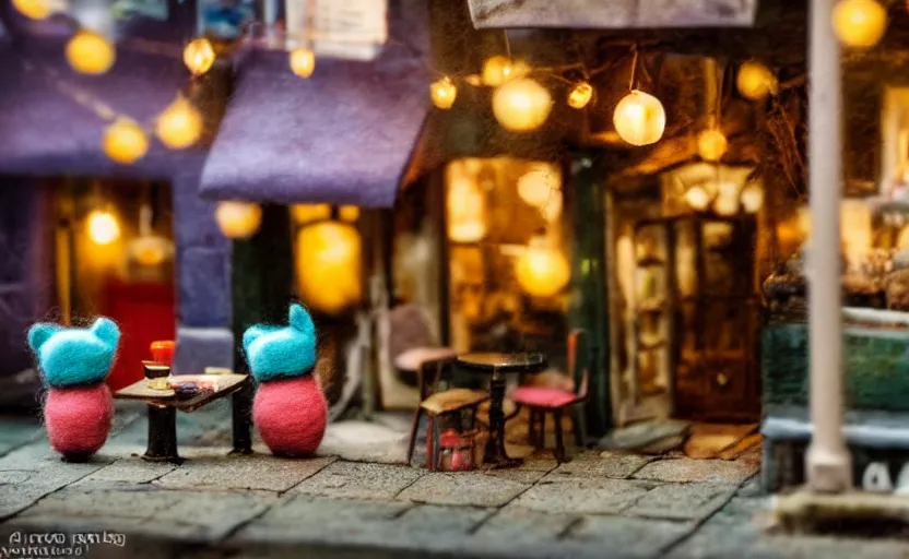 miniature cafe diorama macro photography, cafe for