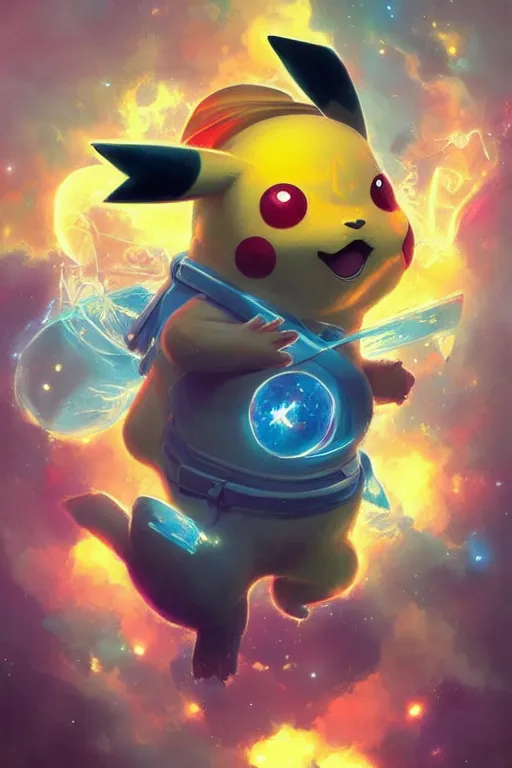 Prompt: pikachu as predator, electricity, bubble gums, highly detailed, high contrast, light reflection, trippy, nebula, trending on artstation by artgem, by peter mohrbacher, by wlop, by ruan jia