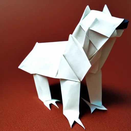 Image similar to polarbear made of origami, diorama