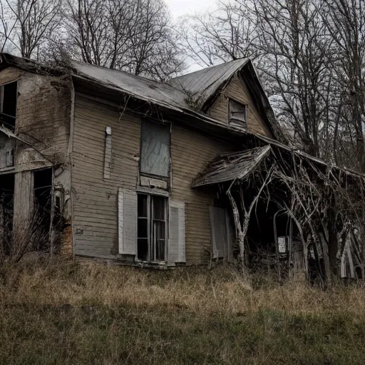 Prompt: a huge abandon house