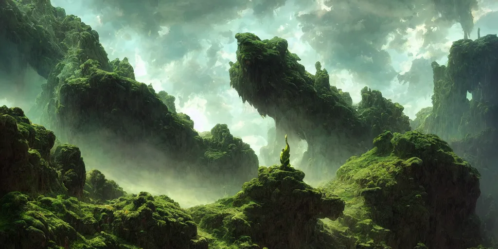 Image similar to bytopia planescape huge cave clouds made of green earth inverted upsidedown mountain artstation illustration sharp focus sunlit vista painted by ruan jia raymond swanland lawrence alma tadema zdzislaw beksinski norman rockwell tom lovell alex malveda greg staples